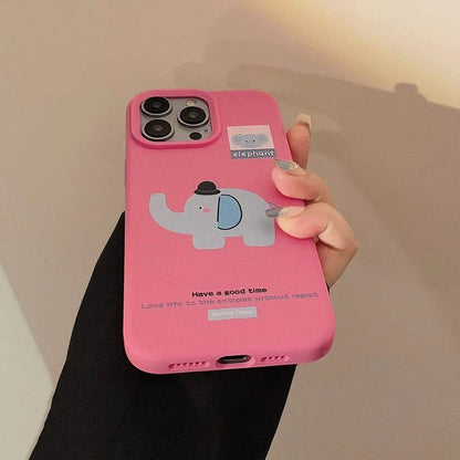 Cute Phone Cases For iPhone 16, 15, 14, 13, 12, 11 Pro Max, 16 Plus - Funny Elephant Hat Art - Cartoon Soft Cover - CP9311 - Touchy Style
