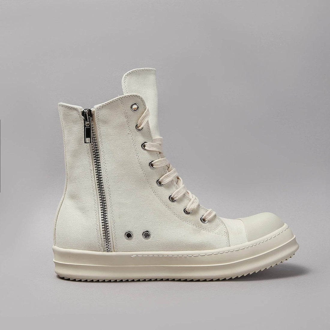 Brand Men Shoe Casual High Top Women Sneaker Quality White Designer O-wen Street New Fashion Zip Flat Canvas Brand Ankle Boot - Touchy Style
