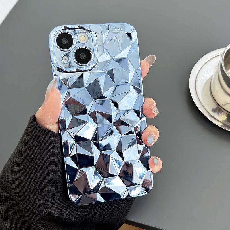 A3CPC337 Cute Phone Cases for iPhone 15 Pro Max, 14, 13, 12, 11, XS, XR, X, 7, 8 Plus - 3D Diamond Shape - Touchy Style
