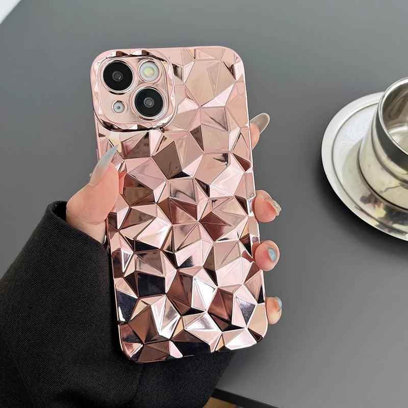 A3CPC337 Cute Phone Cases for iPhone 15 Pro Max, 14, 13, 12, 11, XS, XR, X, 7, 8 Plus - 3D Diamond Shape - Touchy Style