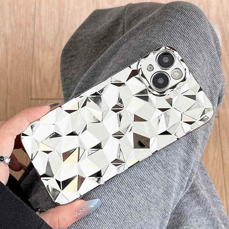 A3CPC337 Cute Phone Cases for iPhone 15 Pro Max, 14, 13, 12, 11, XS, XR, X, 7, 8 Plus - 3D Diamond Shape - Touchy Style