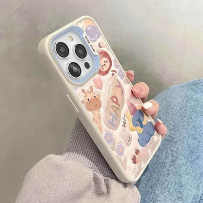 A3CPC349 Cute Phone Case for iPhone 15, 14, 13, 11, and 12 Pro Max - Animal Cartoon - Leather Cover - Touchy Style