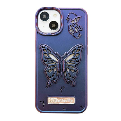 A3CPC359 Cute Phone Cases for iPhone 15 Pro Max, 14, 13, or 12 - Butterfly Plating Glitter Pattern - Touchy Style