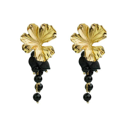 A6145 Big Metal Flower Charm Stud Earring Jewelry - Touchy Style .