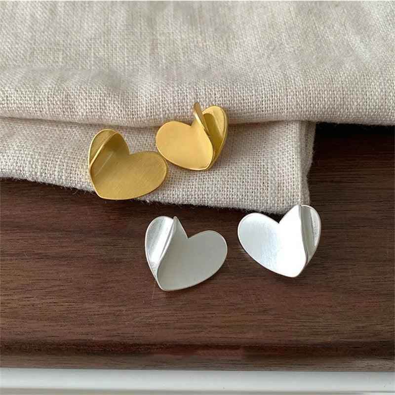 A6510 Stud Earrings Charm Jewelry - Heart-shaped Asymmetric Metal - Touchy Style