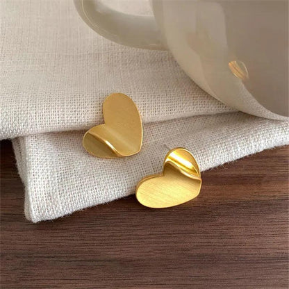 A6510 Stud Earrings Charm Jewelry - Heart-shaped Asymmetric Metal - Touchy Style