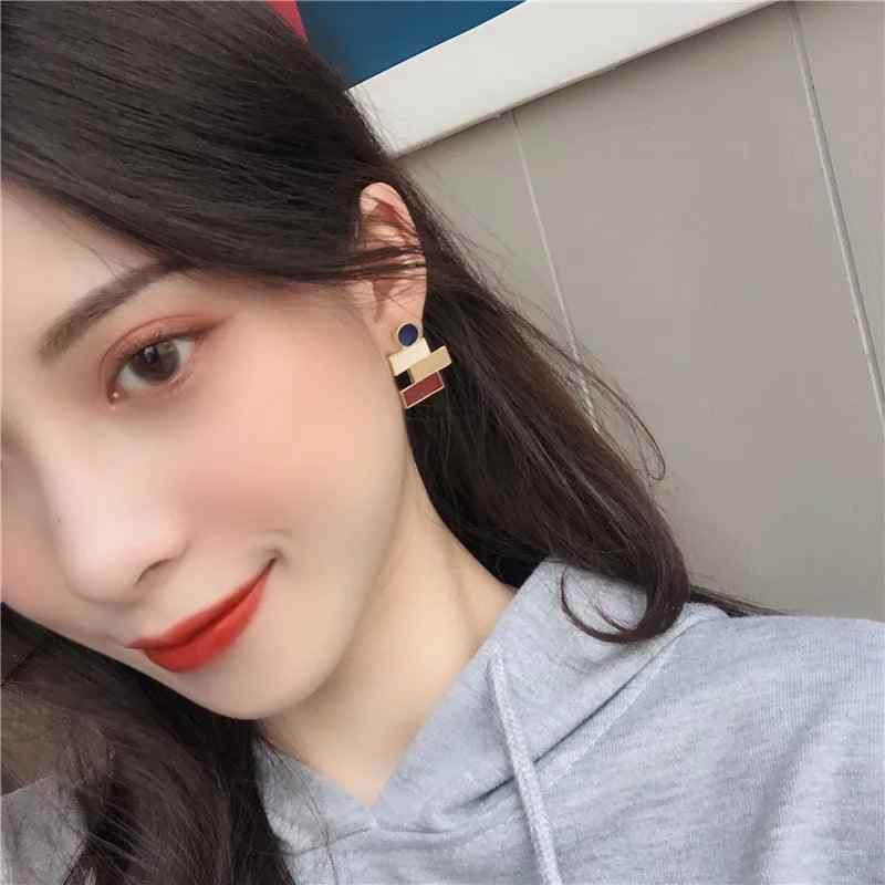 A6641 Metal Irregular Drops Oil Stud Earring Charm Jewelry - Touchy Style