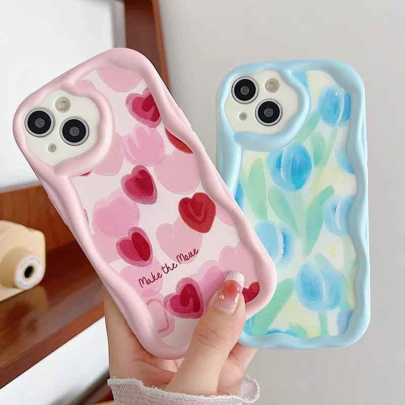 Abstract Floral Heart Cute Phone Case for iPhone 11, 12, 13, 14, 14 Plus, 7, 8, 8 Plus, X, XR, XS, XS Max - Touchy Style .