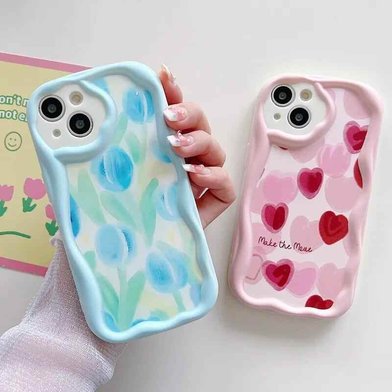 Abstract Floral Heart Cute Phone Case for iPhone 11, 12, 13, 14, 14 Plus, 7, 8, 8 Plus, X, XR, XS, XS Max - Touchy Style