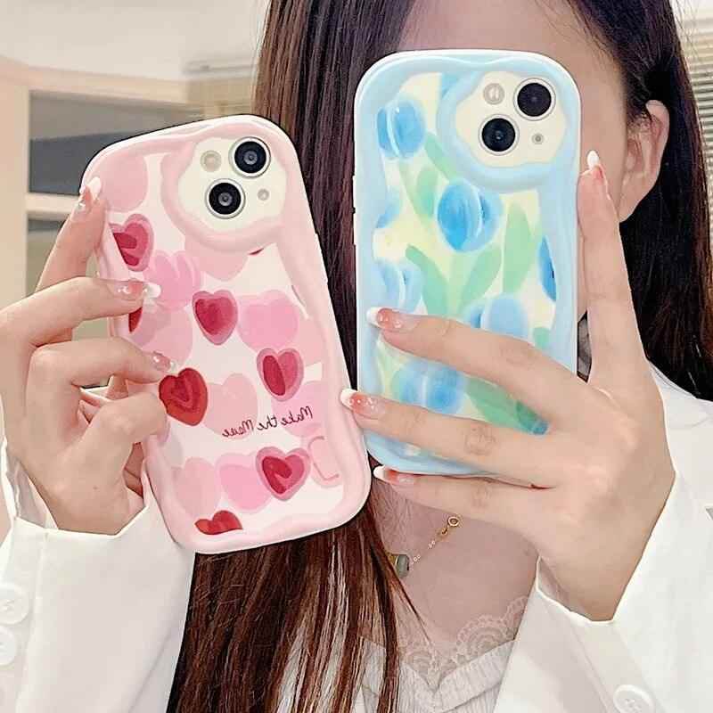 Abstract Floral Heart Cute Phone Case for iPhone 11, 12, 13, 14, 14 Plus, 7, 8, 8 Plus, X, XR, XS, XS Max - Touchy Style .