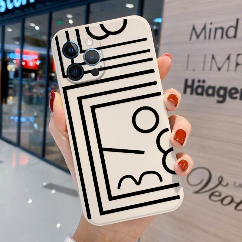 Abstract Line Painting Cute Phone Cases For iPhone 11 Pro Max 7 8 Plus X XR XS Max 12 13 Pro Max - Touchy Style .