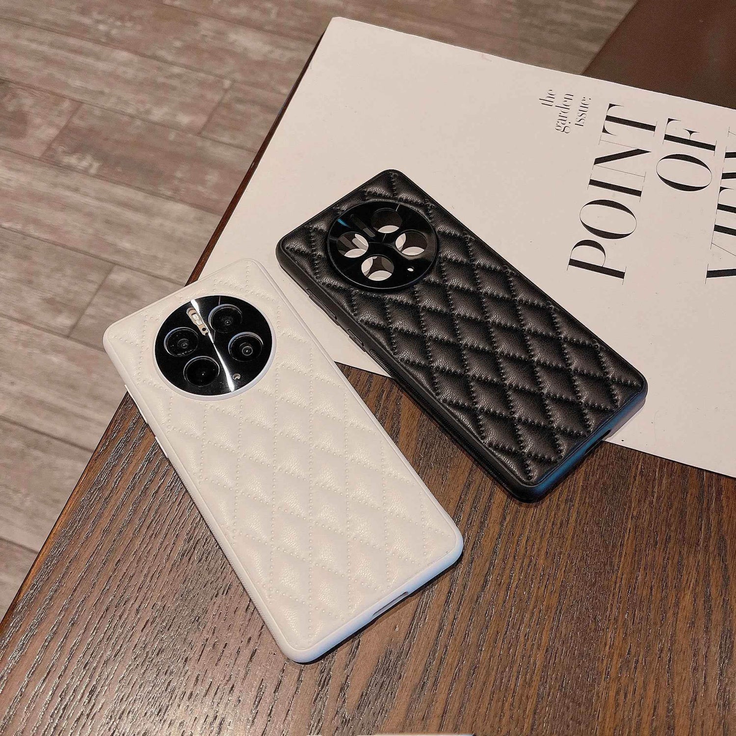 ACPC101 Cute Phone Case For Huawei Honor 50, 60, Nova 9, P40, Mate 30, 40, 50, 60 Pro - Grid Solid Leather - Touchy Style .