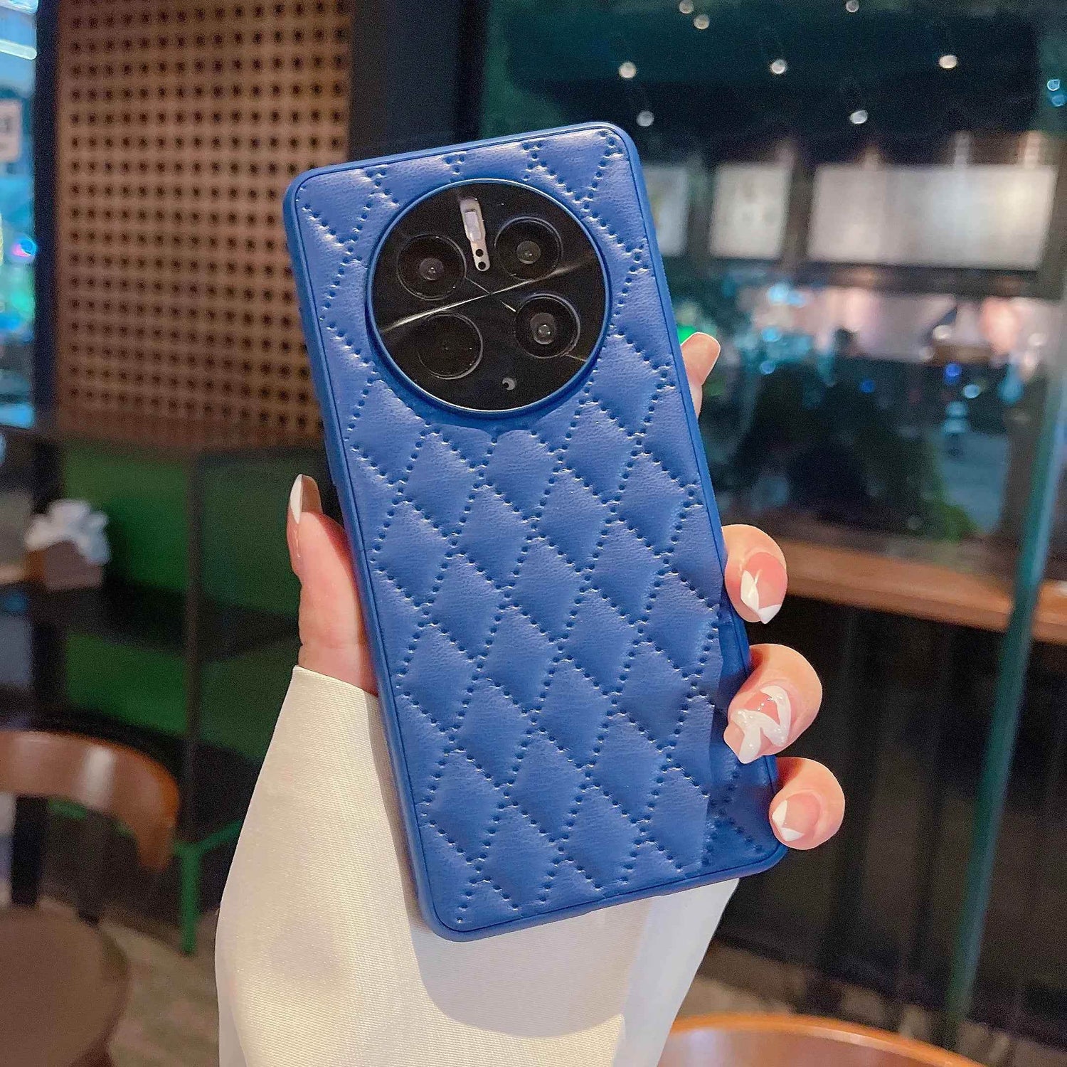 ACPC101 Cute Phone Case For Huawei Honor 50, 60, Nova 9, P40, Mate 30, 40, 50, 60 Pro - Grid Solid Leather - Touchy Style