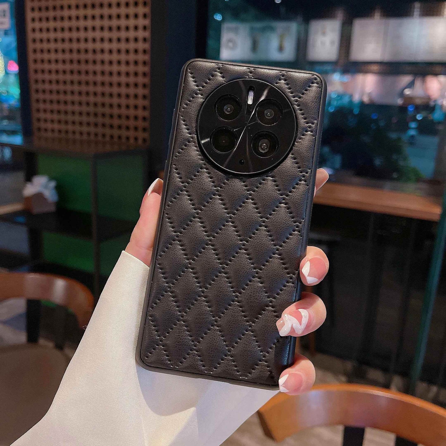 ACPC101 Cute Phone Case For Huawei Honor 50, 60, Nova 9, P40, Mate 30, 40, 50, 60 Pro - Grid Solid Leather - Touchy Style