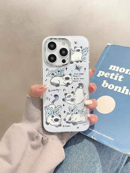 ACPC251 Cute Phone Case For iPhone 15, 14, 13, 12, and 11 series - Cartoon White Cat - Touchy Style
