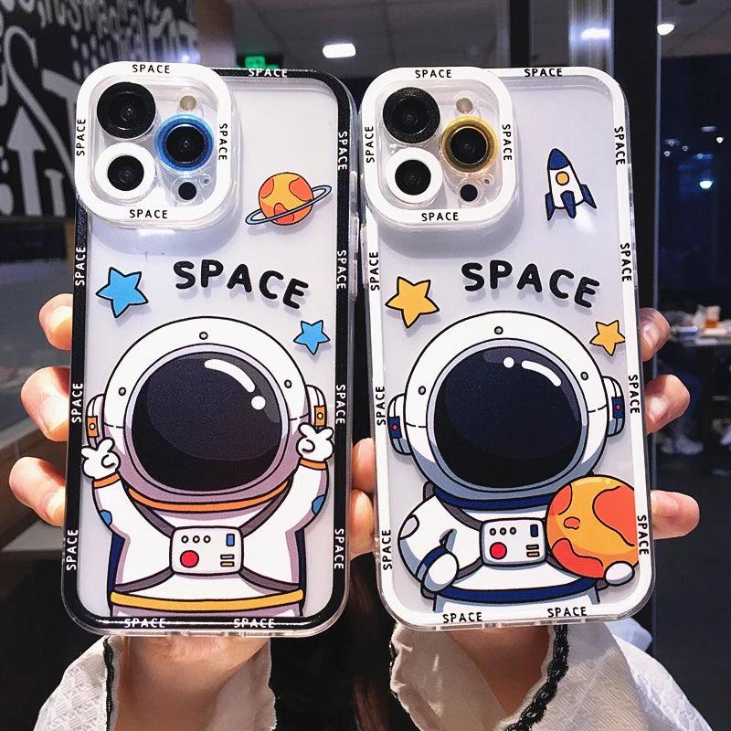 Adorable Cartoon Astronaut Design - Cute Phone Cases for iPhone 14 Pro Max 13 12 11 X XR XS 7 8 Plus - Touchy Style .