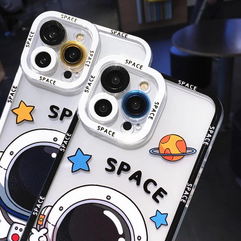 Adorable Cartoon Astronaut Design - Cute Phone Cases for iPhone 14 Pro Max 13 12 11 X XR XS 7 8 Plus - Touchy Style .