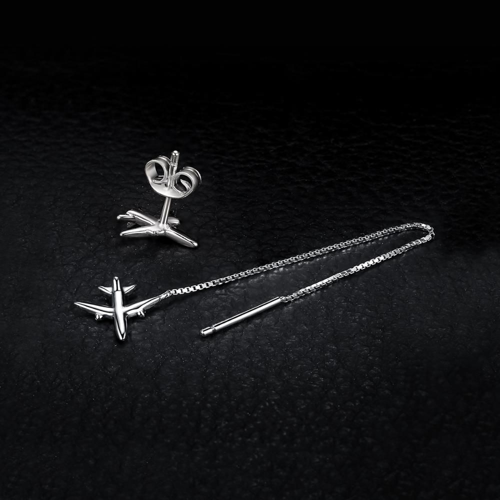 Airplane 925 Sterling Silver Long Earrings Charm Jewelry JOS0126 - Touchy Style .
