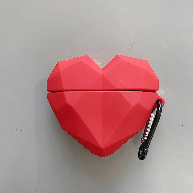 AirPods 3 2 1 Case With Silicone Red Heart Shape and Metal Hook SSSC40 - Touchy Style