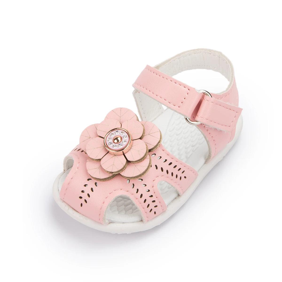 AMN226 Baby Sandals: Flower Leather Flat Toddler Girl Casual Shoes - Touchy Style