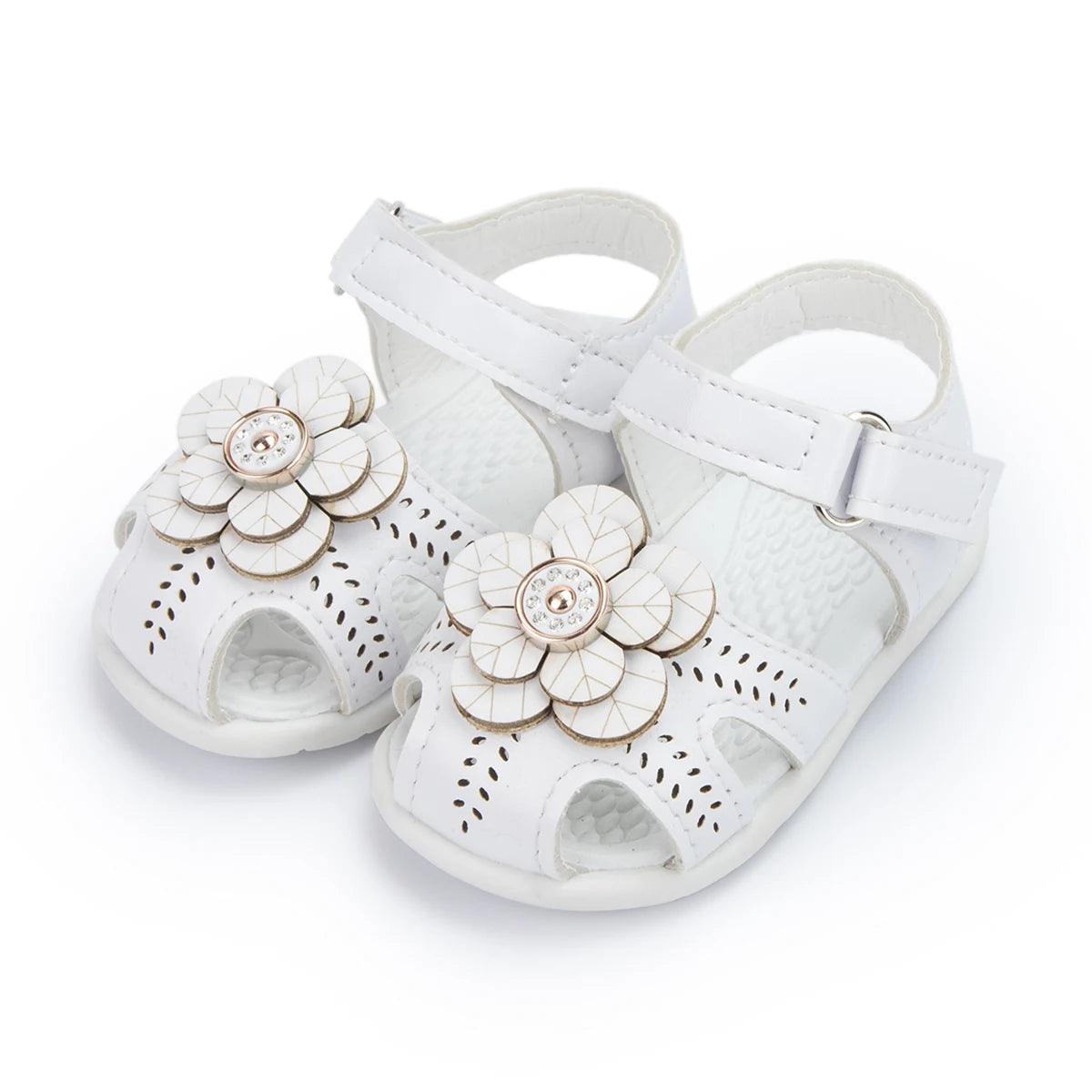 AMN226 Baby Sandals: Flower Leather Flat Toddler Girl Casual Shoes - Touchy Style