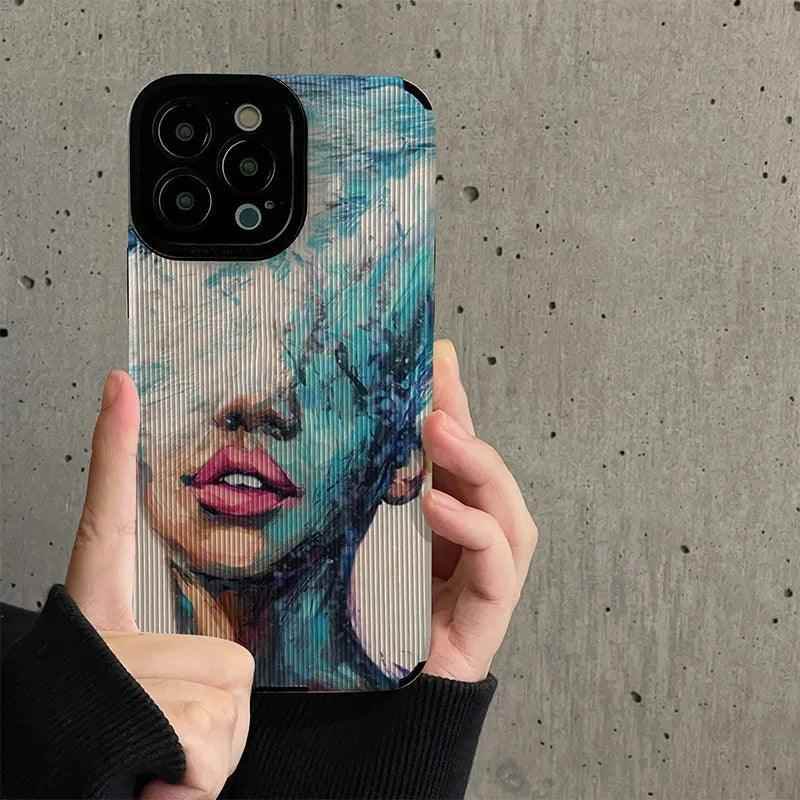 Art Portrait Cute Phone Case for iPhone 15, 14, 13, 11, 12 Pro Max, Mini, 7, 8 Plus, XS Max, XR - Touchy Style .