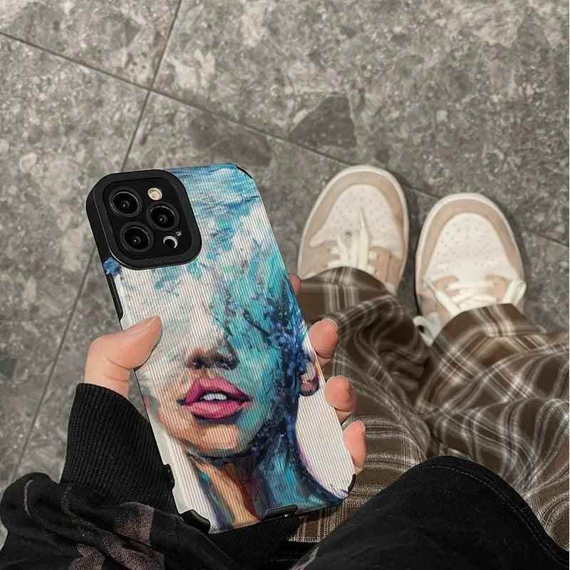 Art Portrait Cute Phone Case for iPhone 15, 14, 13, 11, 12 Pro Max, Mini, 7, 8 Plus, XS Max, XR - Touchy Style .