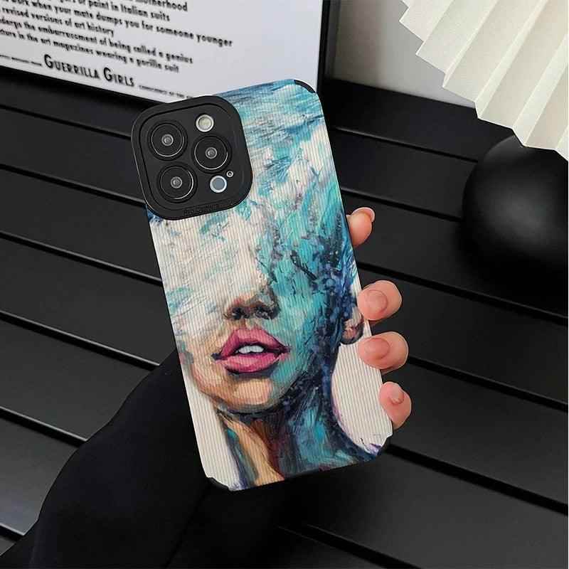 Art Portrait Cute Phone Case for iPhone 15, 14, 13, 11, 12 Pro Max, Mini, 7, 8 Plus, XS Max, XR - Touchy Style .