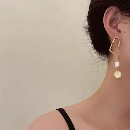 Asymmetric Long Baroque Pearl Stud Earring Charm - A987 Jewelry - Touchy Style