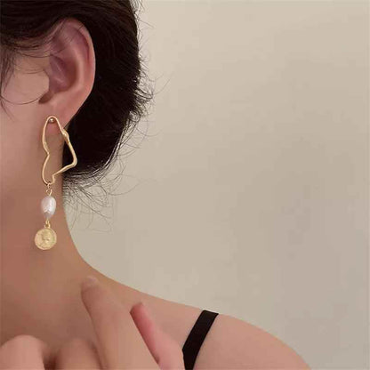 Asymmetric Long Baroque Pearl Stud Earring Charm - A987 Jewelry - Touchy Style