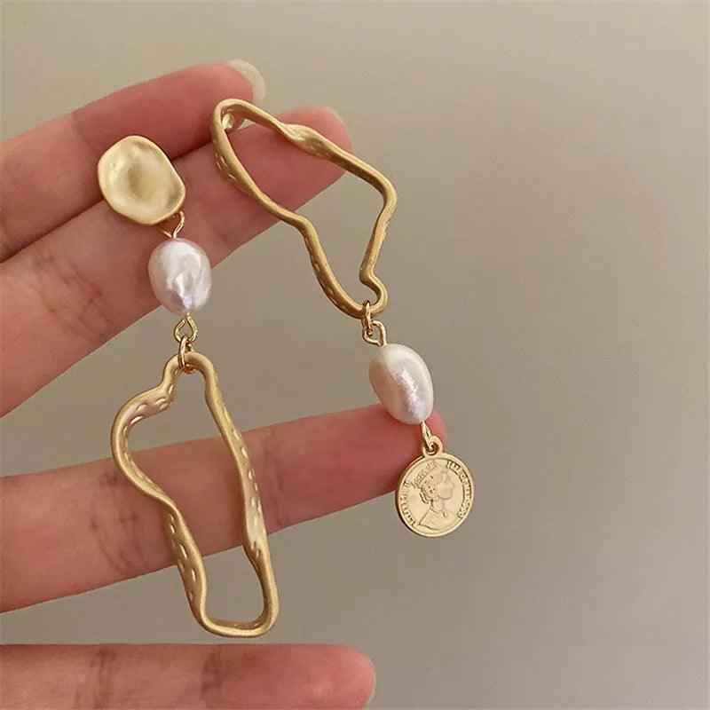 Asymmetric Long Baroque Pearl Stud Earring Charm - A987 Jewelry - Touchy Style