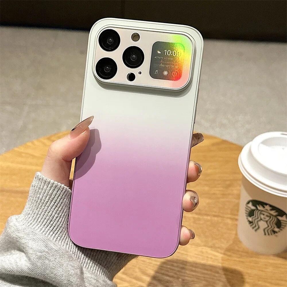 Aurora Gradient Cute Laser Matte Phone Case for iPhone 14, 13, 12, 11 Pro Max, 14 Plus, and 14 Pro - Touchy Style .