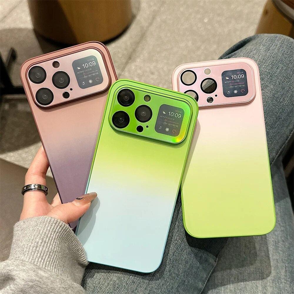Aurora Gradient Cute Laser Matte Phone Case for iPhone 14, 13, 12, 11 Pro Max, 14 Plus, and 14 Pro - Touchy Style .