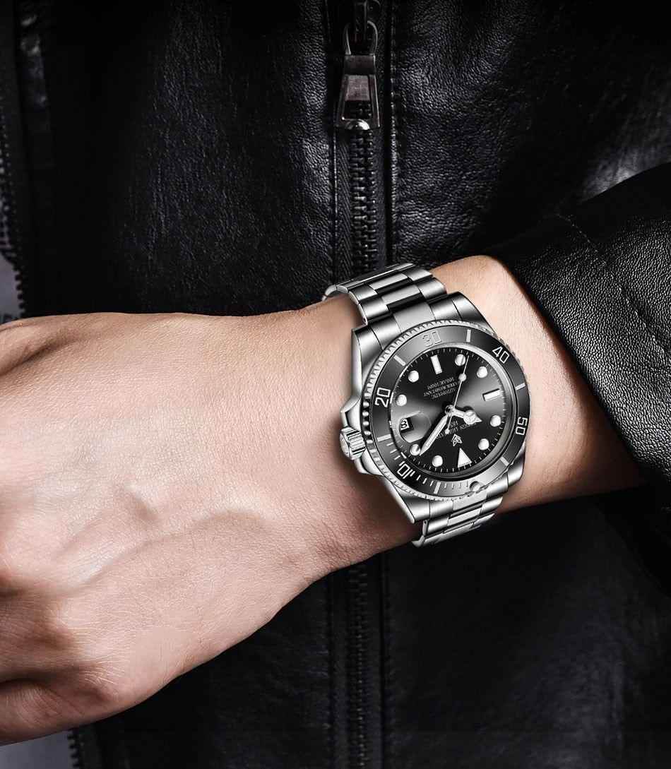 Automatic Mechanical Men's Simple Watch Fashion Stainless Steel GN100 - Touchy Style .