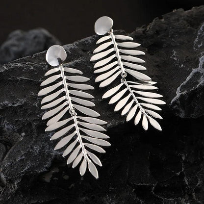 AYE0122 Drop Earrings Charm Jewelry - Metal Leaf Tassel Earrings With Silver Color - Touchy Style