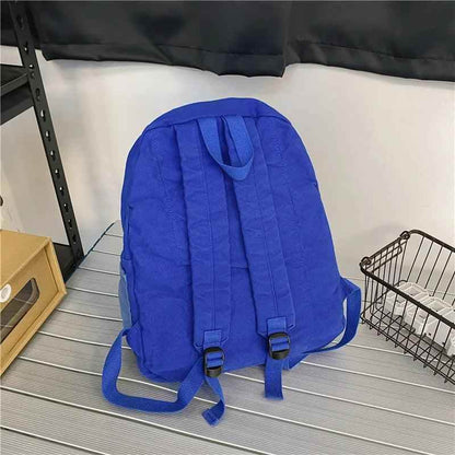 B2695 Cool Backpack - Fashion Panelled Canvas Travel Book Bags - Touchy Style