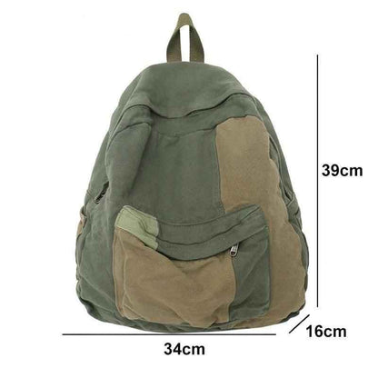 B2695 Cool Backpack - Fashion Panelled Canvas Travel Book Bags - Touchy Style