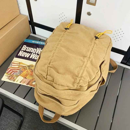 B3087 Cool Backpack - Solid Canvas School Bags - Drawstring Design - Touchy Style
