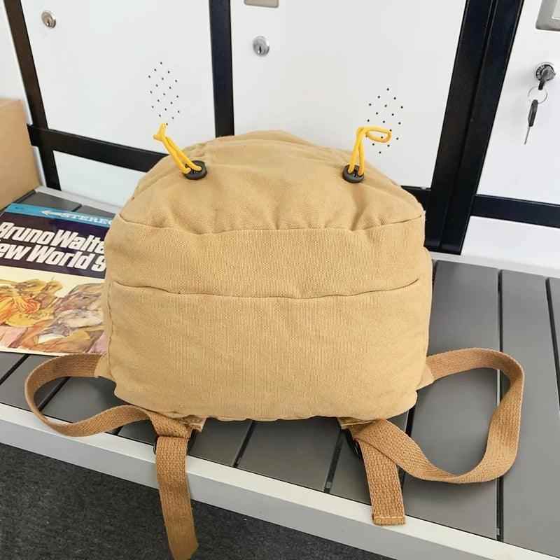 B3087 Cool Backpack - Solid Canvas School Bags - Drawstring Design - Touchy Style