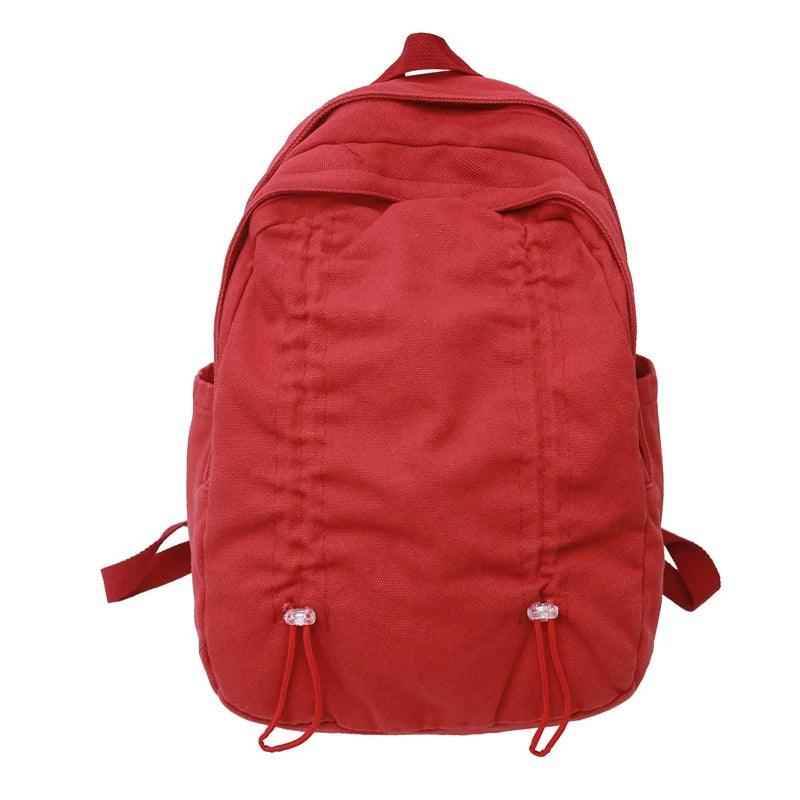 B3087 Cool Backpack - Solid Canvas School Bags - Drawstring Design - Touchy Style