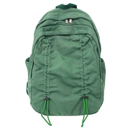 B3087 Cool Backpack - Solid Canvas School Bags - Drawstring Design - Touchy Style