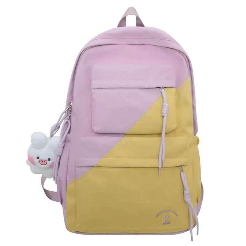 B3106 Cool Backpack - Patchwork Waterproof College Bag - Touchy Style