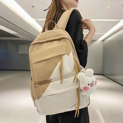 B3106 Cool Backpack - Patchwork Waterproof College Bag - Touchy Style