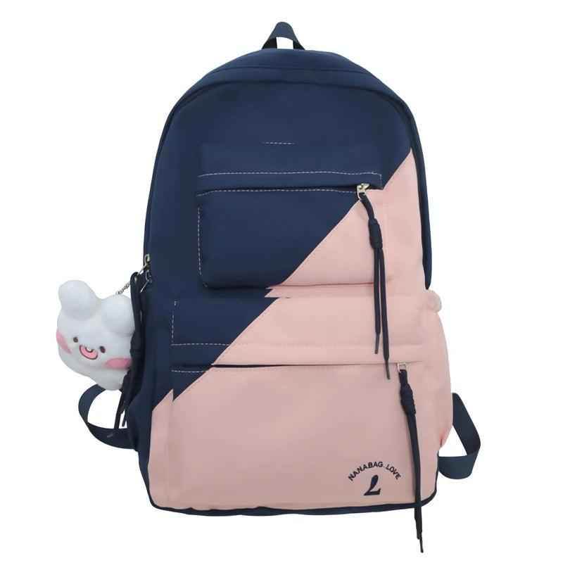 B3106 Cool Backpack - Patchwork Waterproof College Bag - Touchy Style