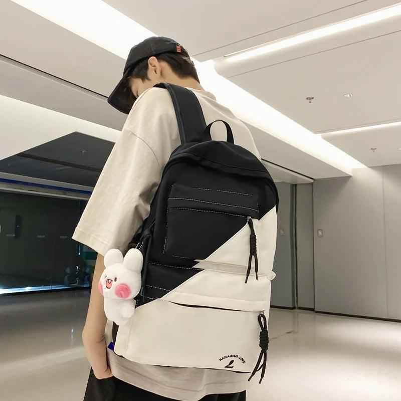 B3106 Cool Backpack - Patchwork Waterproof College Bag - Touchy Style