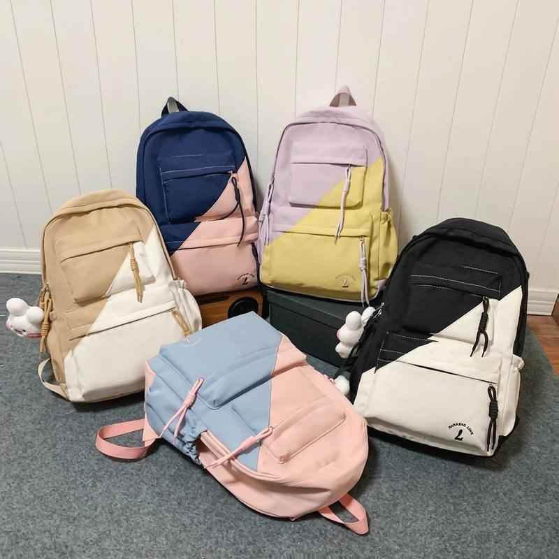 B3106 Cool Backpack - Patchwork Waterproof College Bag - Touchy Style