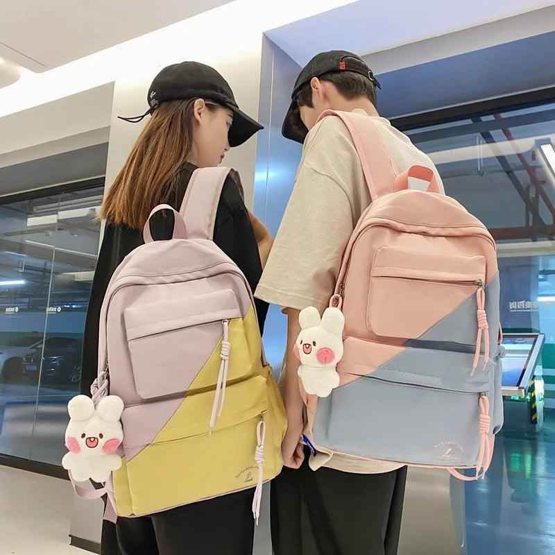 B3106 Cool Backpack - Patchwork Waterproof College Bag - Touchy Style