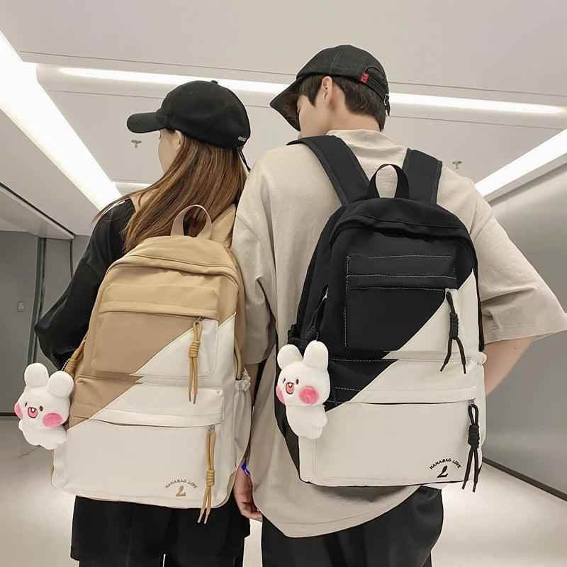 B3106 Cool Backpack - Patchwork Waterproof College Bag - Touchy Style