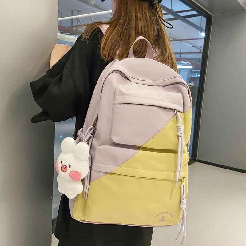 B3106 Cool Backpack - Patchwork Waterproof College Bag - Touchy Style