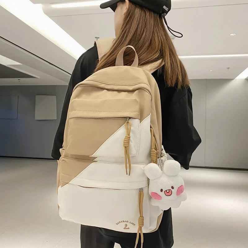 B3106 Cool Backpack - Patchwork Waterproof College Bag - Touchy Style